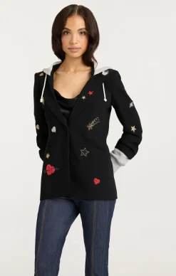 Cinq à Sept Nebula Embellished Hooded Khloe Blazer Black/Multi Hot