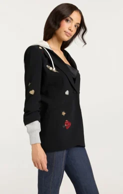 Cinq à Sept Nebula Embellished Hooded Khloe Blazer Black/Multi Hot