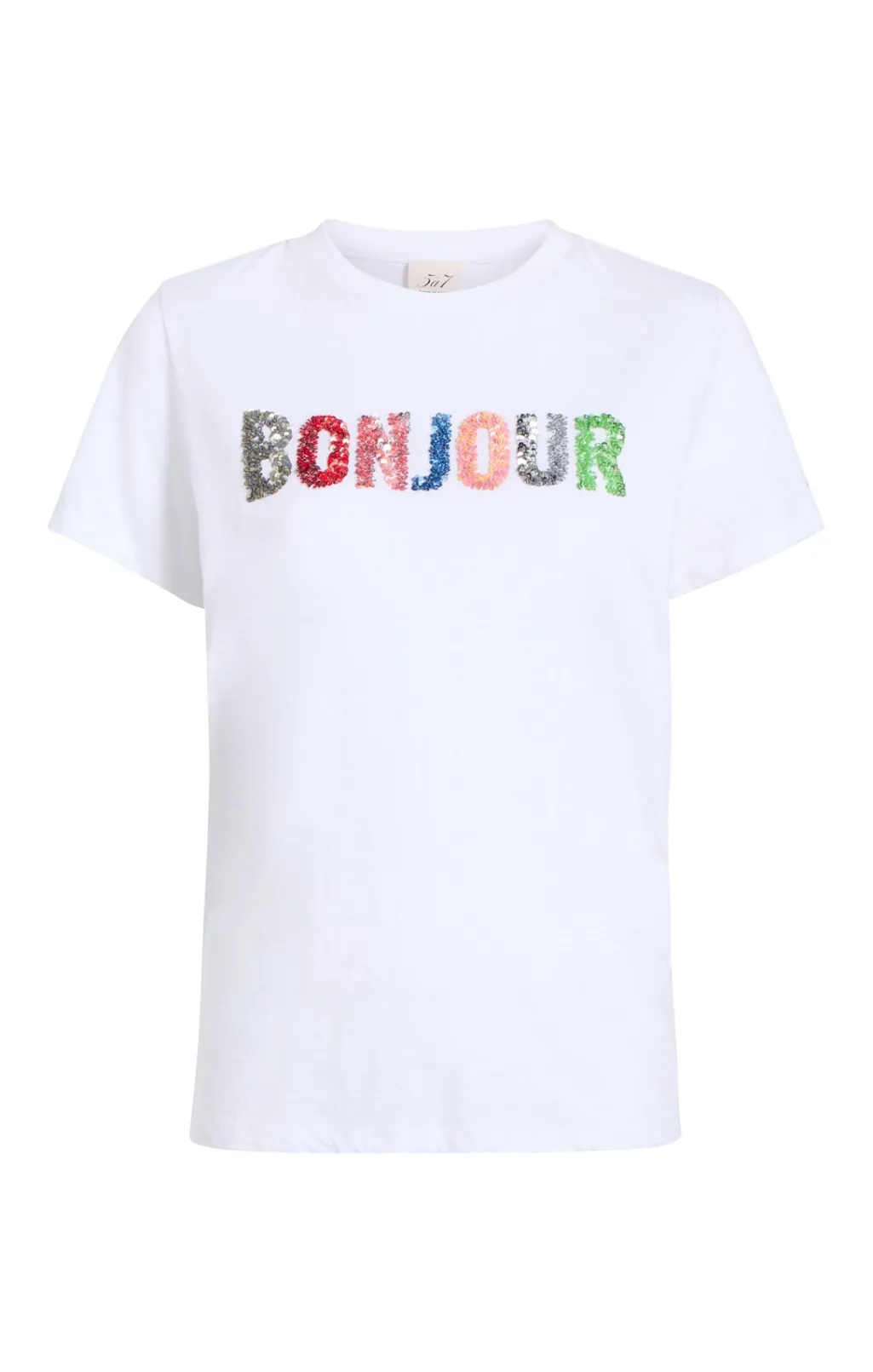 Cinq à Sept Pailette Applique Bonjour Tee White/Multi Outlet