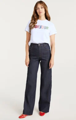 Cinq à Sept Pailette Applique Bonjour Tee White/Multi Outlet