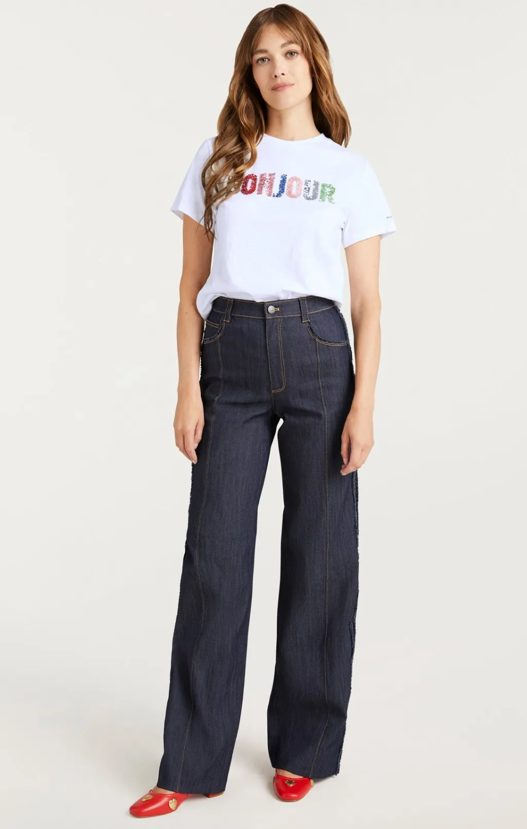 Cinq à Sept Pailette Applique Bonjour Tee White/Multi Outlet