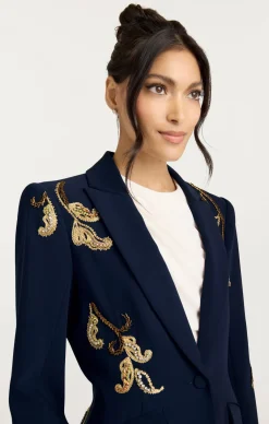 Cinq à Sept Paisley Embellished Cheyenne Blazer NavyMulti Clearance