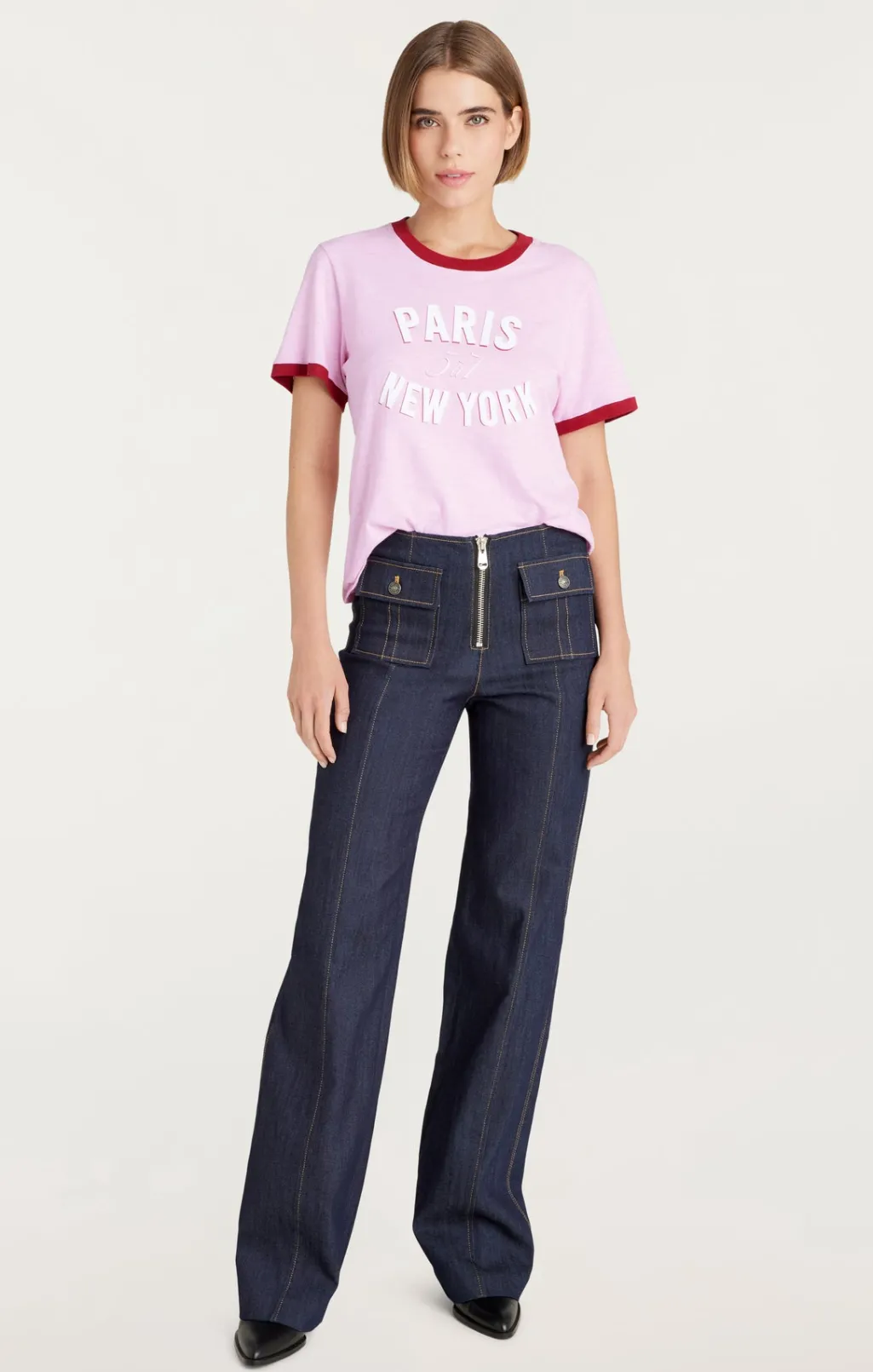 Cinq à Sept Paris New York Ringer Tee PinkOpal Outlet