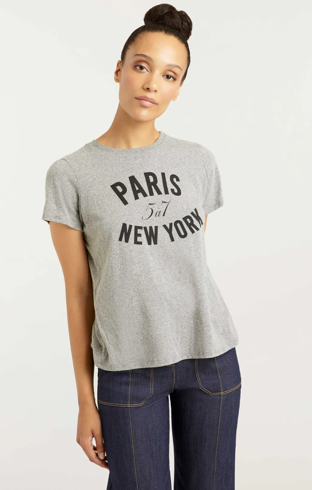 Cinq à Sept Paris New York Tee HeatherGrey/Black Hot