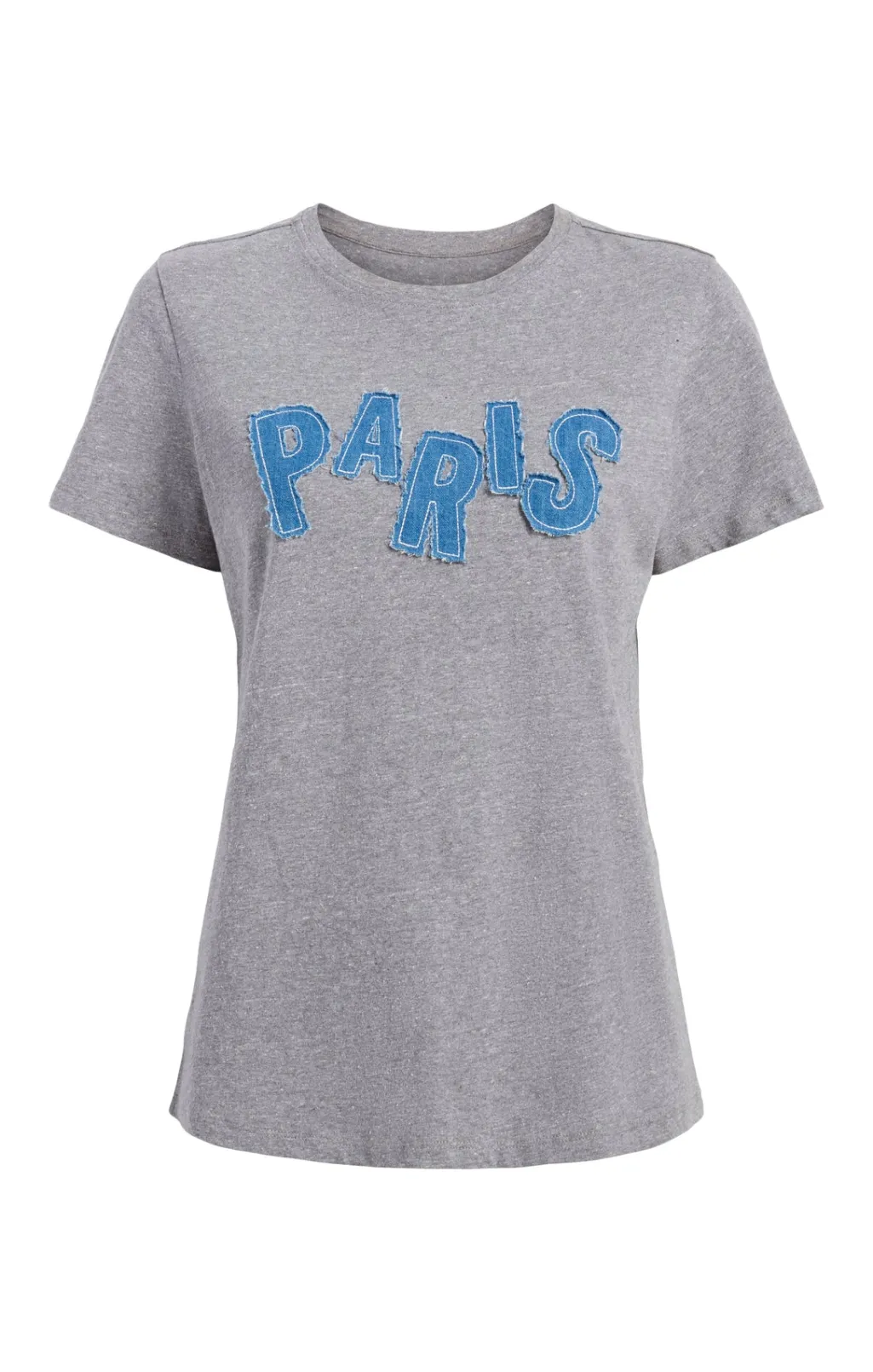 Cinq à Sept Patched Denim Paris Tee HeatherGrey Best