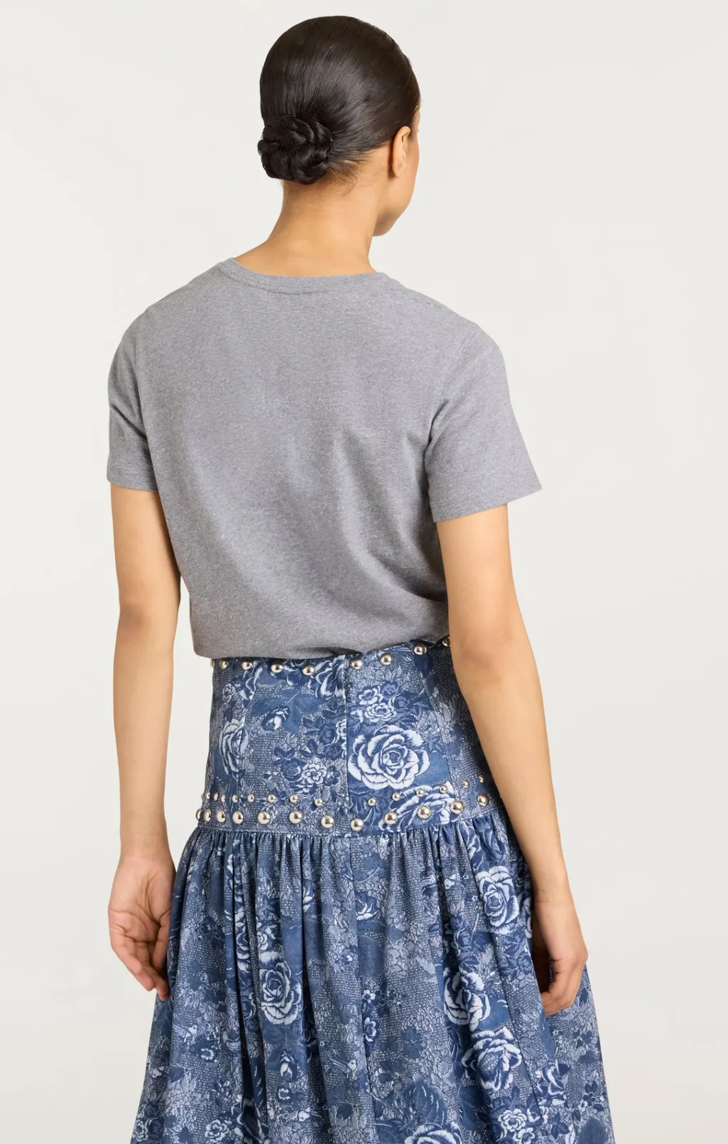 Cinq à Sept Patched Denim Paris Tee HeatherGrey Best