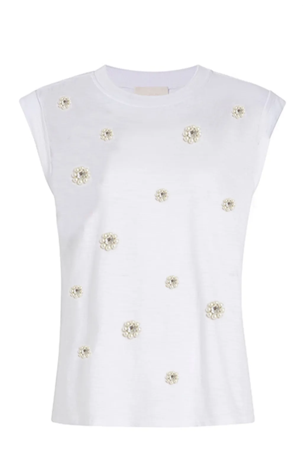 Cinq à Sept Pearl Ditsy Flower Embellished Bella Tee WhiteMulti Online