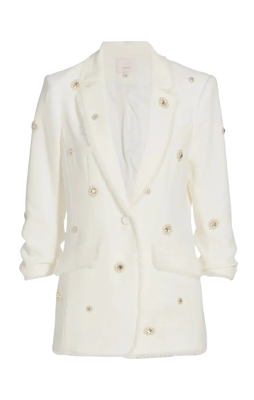 Cinq à Sept Pearl Ditsy Flower Embellished Khloe Blazer Ivory Outlet