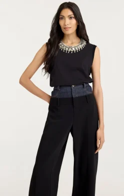 Cinq à Sept Pearl Necklace Brielle Tee Black Outlet