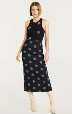Cinq à Sept Polka Dot Embellished Lizzie Tank Black/Silver Discount