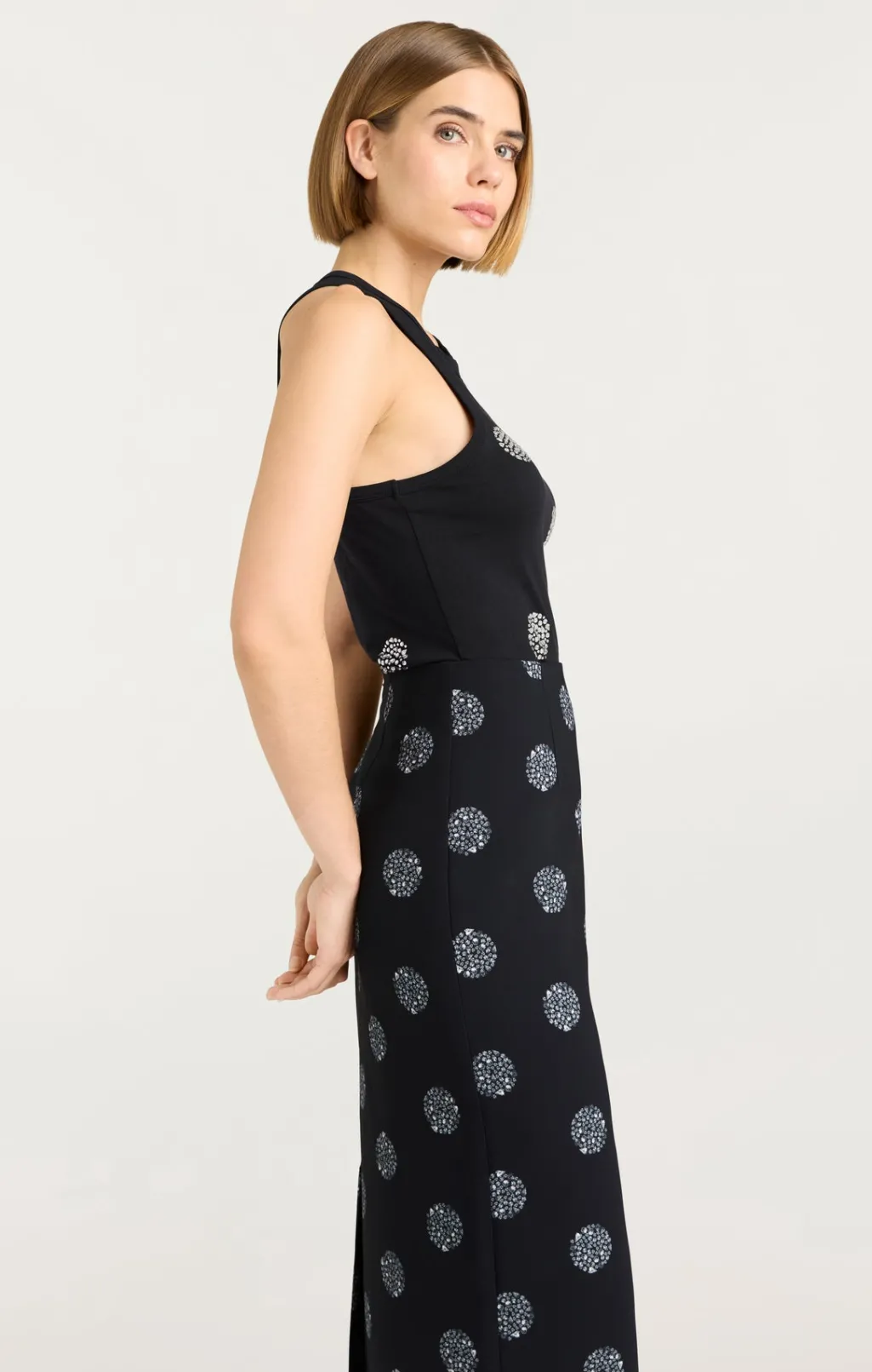 Cinq à Sept Polka Dot Embellished Lizzie Tank Black/Silver Discount