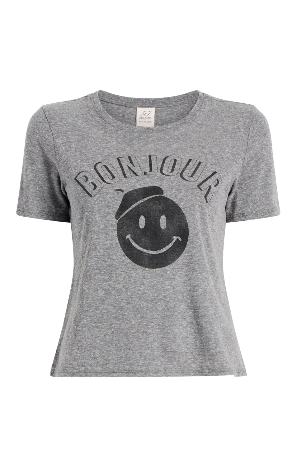 Cinq à Sept Pop Up Bonjour Shrunken Tee HeatherGrey/Black Sale