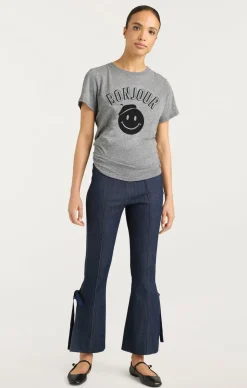 Cinq à Sept Pop Up Bonjour Shrunken Tee HeatherGrey/Black Sale