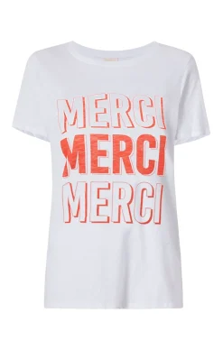 Cinq à Sept Pop Up Merci Merci Merci Tee White/CherryTomato New