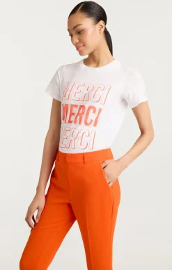 Cinq à Sept Pop Up Merci Merci Merci Tee White/CherryTomato New