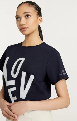 Cinq à Sept Poplin Spell Love Tee Navy/white New