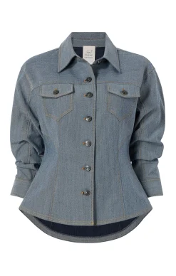 Cinq à Sept Reverse Denim Scrunched Canyon Jacket LightIndigo Online