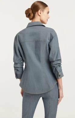 Cinq à Sept Reverse Denim Scrunched Canyon Jacket LightIndigo Online