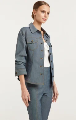 Cinq à Sept Reverse Denim Scrunched Canyon Jacket LightIndigo Online