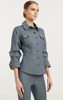 Cinq à Sept Reverse Denim Scrunched Canyon Jacket LightIndigo Online