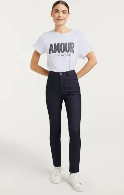 Cinq à Sept Rhinestone Amour Sil Vous Plait Tee White/Black Discount