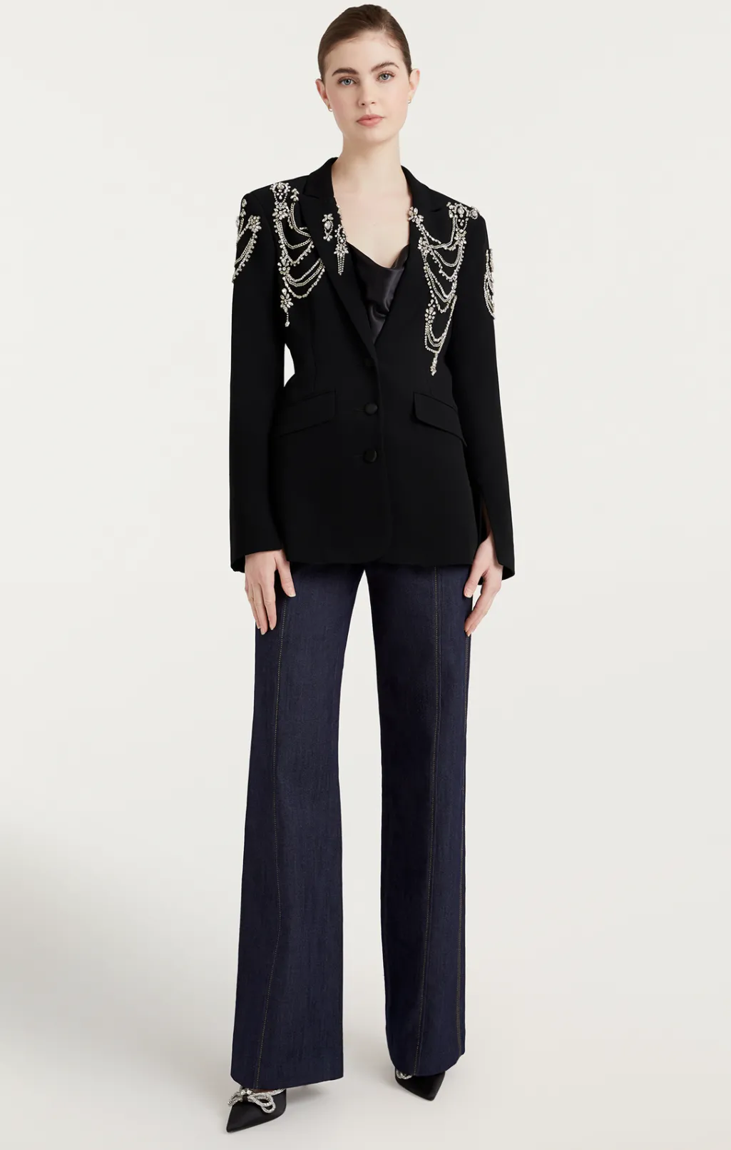 Cinq à Sept Rhinestone Chain Cheyenne Blazer Black Hot