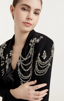 Cinq à Sept Rhinestone Chain Cheyenne Blazer Black Hot