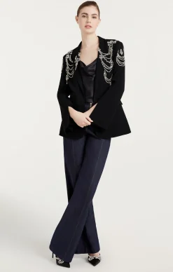 Cinq à Sept Rhinestone Chain Cheyenne Blazer Black Hot