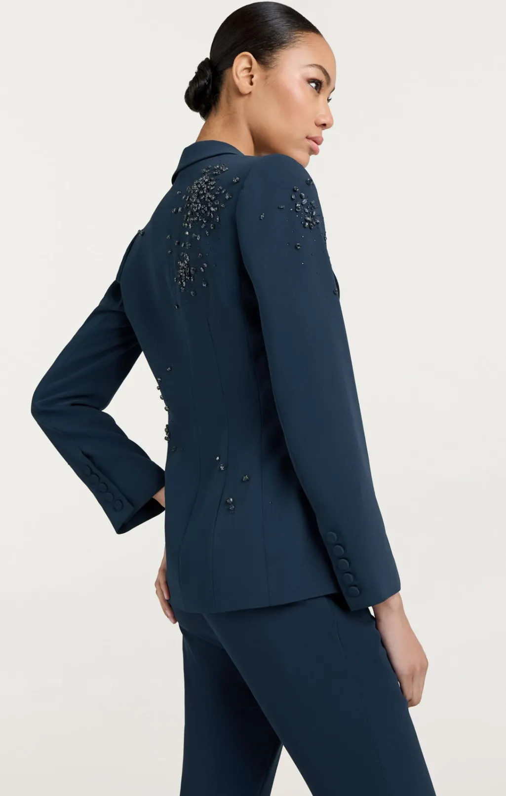 Cinq à Sept Rhinestone Crackle Embellished Cheyenne Blazer PeacockBlue Sale
