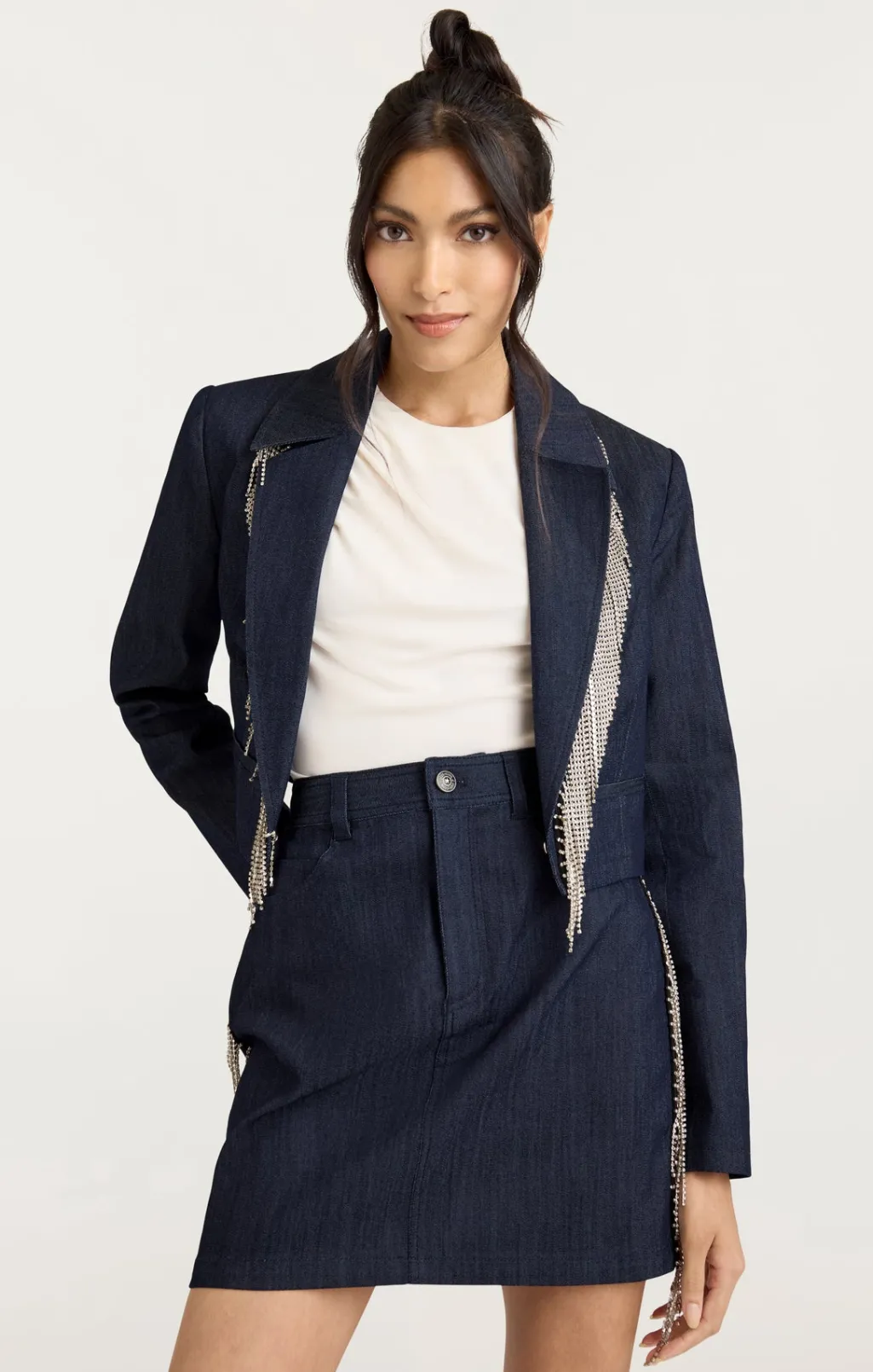 Cinq à Sept Rhinestone Dara Jacket Indigo Online