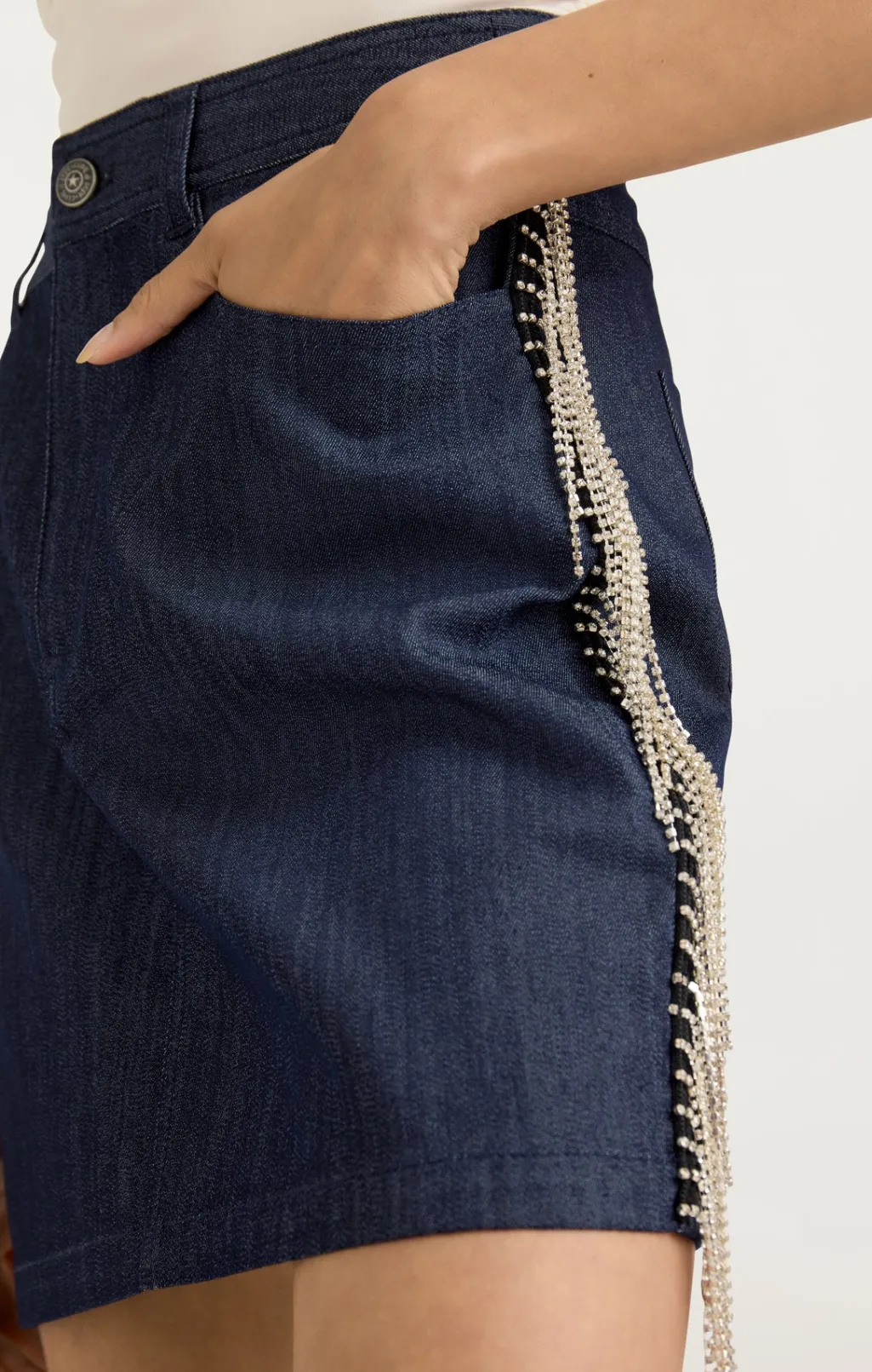 Cinq à Sept Rhinestone Dara Skirt Indigo Online
