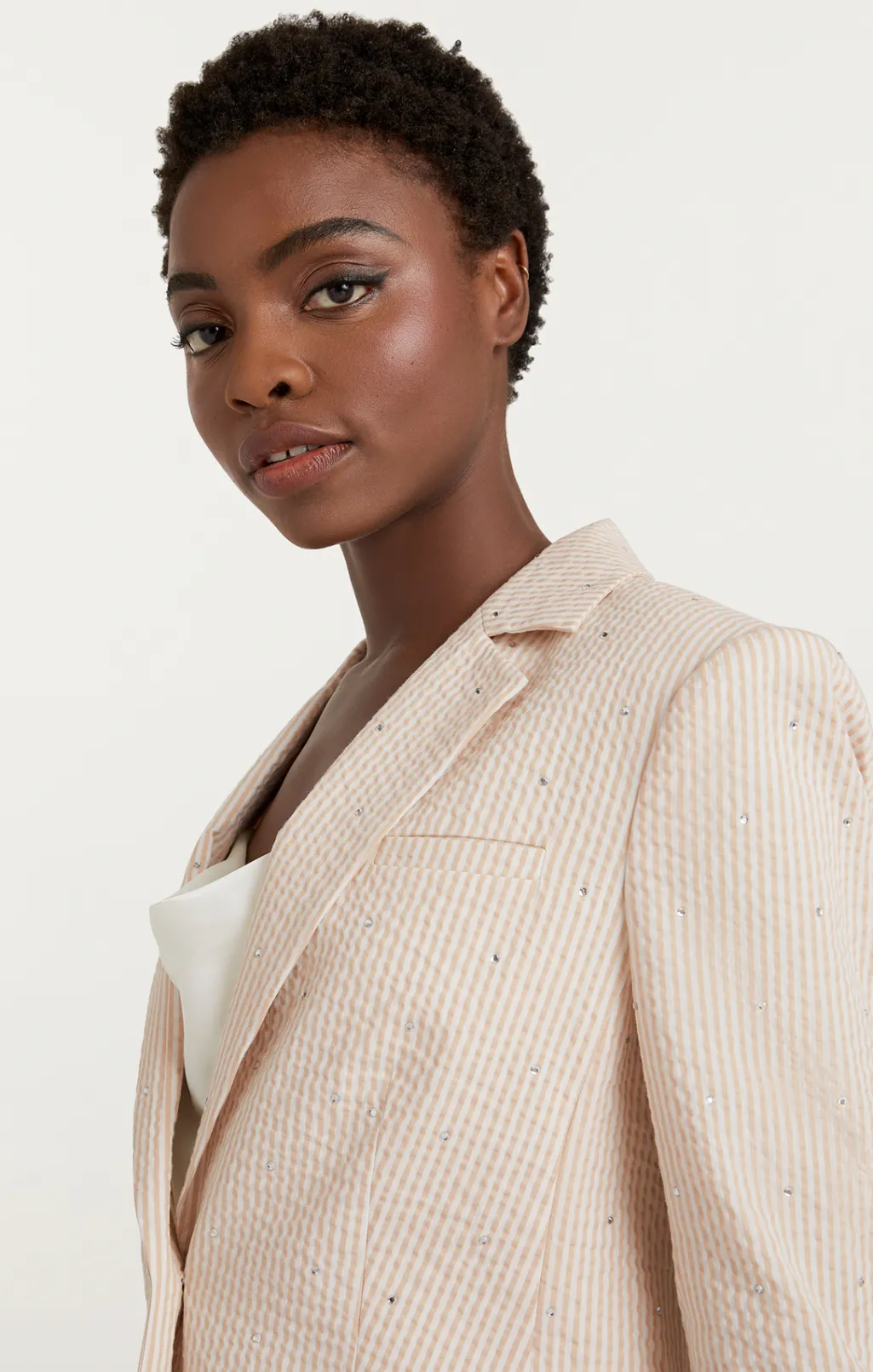 Cinq à Sept Rhinestone Ditsy Khloe Blazer White/Plaster Discount