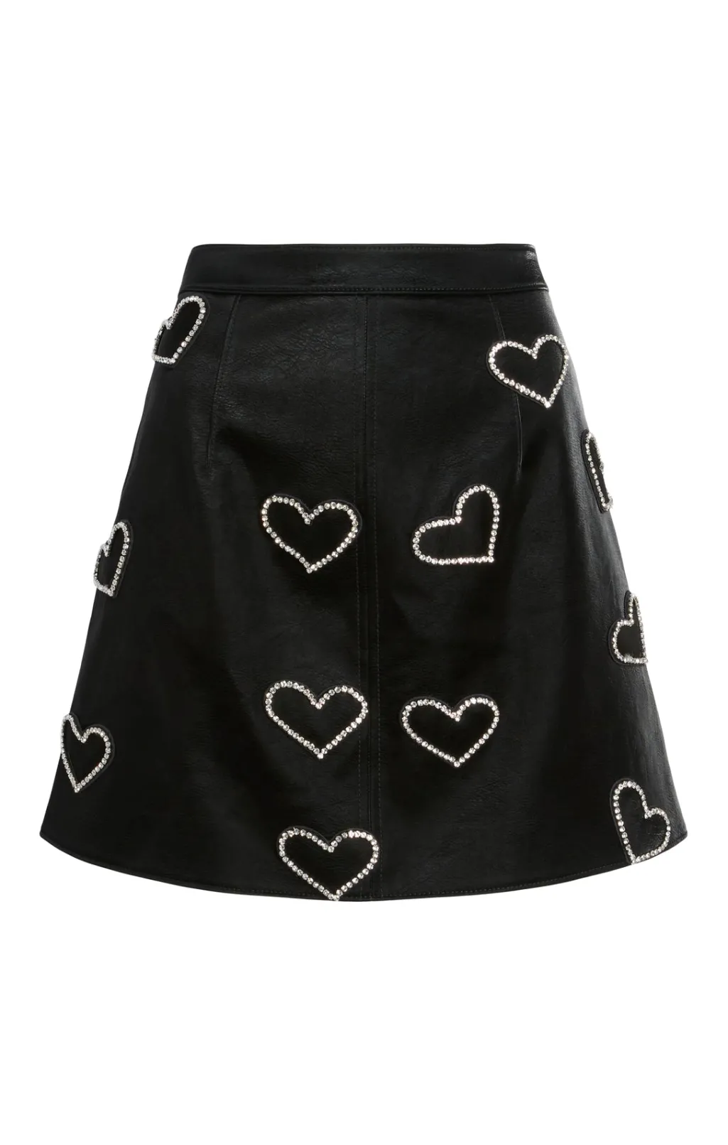 Cinq à Sept Rhinestone Hearts Palo Skirt Black/Silver