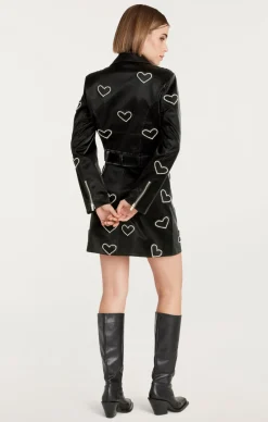 Cinq à Sept Rhinestone Hearts Zoe Jacket Black/Silver Hot