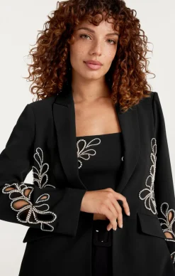 Cinq à Sept Rhinestone Paisley Cheyenne Blazer Black
