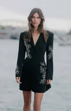 Cinq à Sept Rhinestone Paisley Long Sleeve Joel Dress Black Outlet