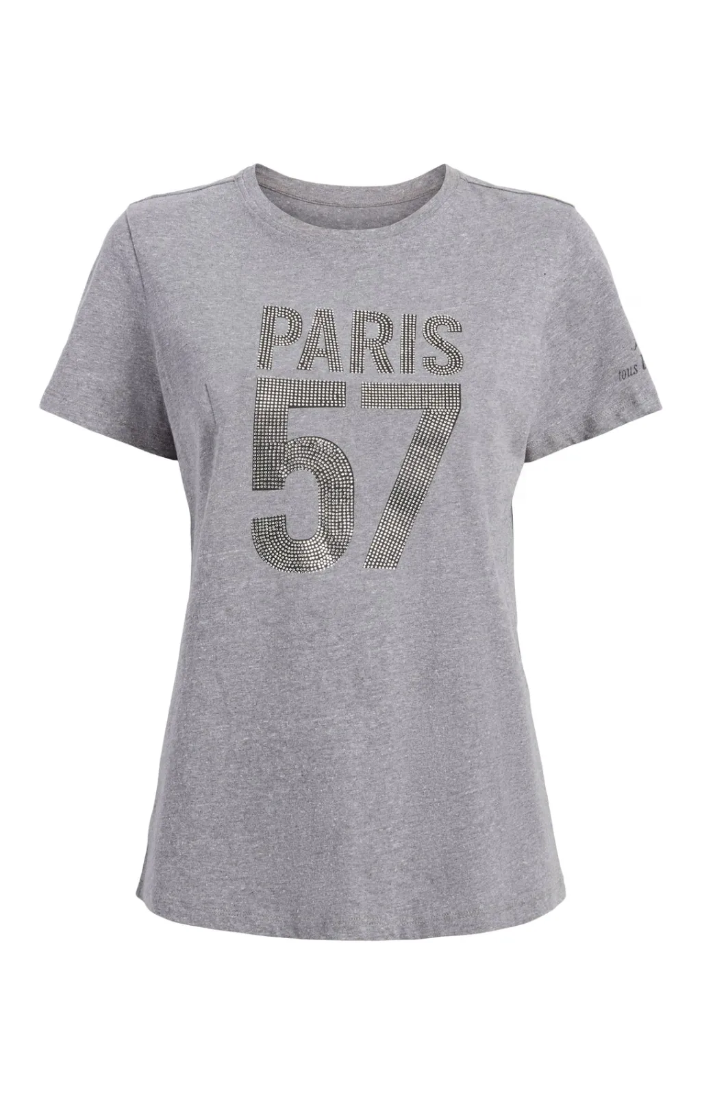 Cinq à Sept Rhinestone Paris 57 Tee HeatherGrey/Silver New
