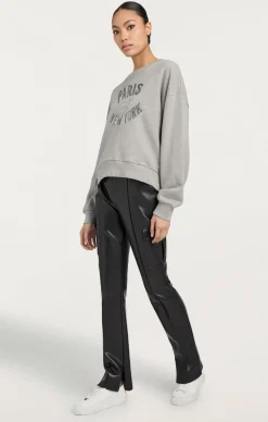 Cinq à Sept Rhinestone Paris New York Brandy Pullover HeatherGrey/black Clearance