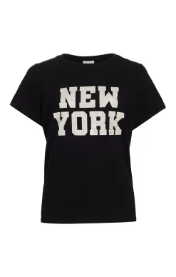 Cinq à Sept Rhinestone Paris New York Tee Black/white Clearance