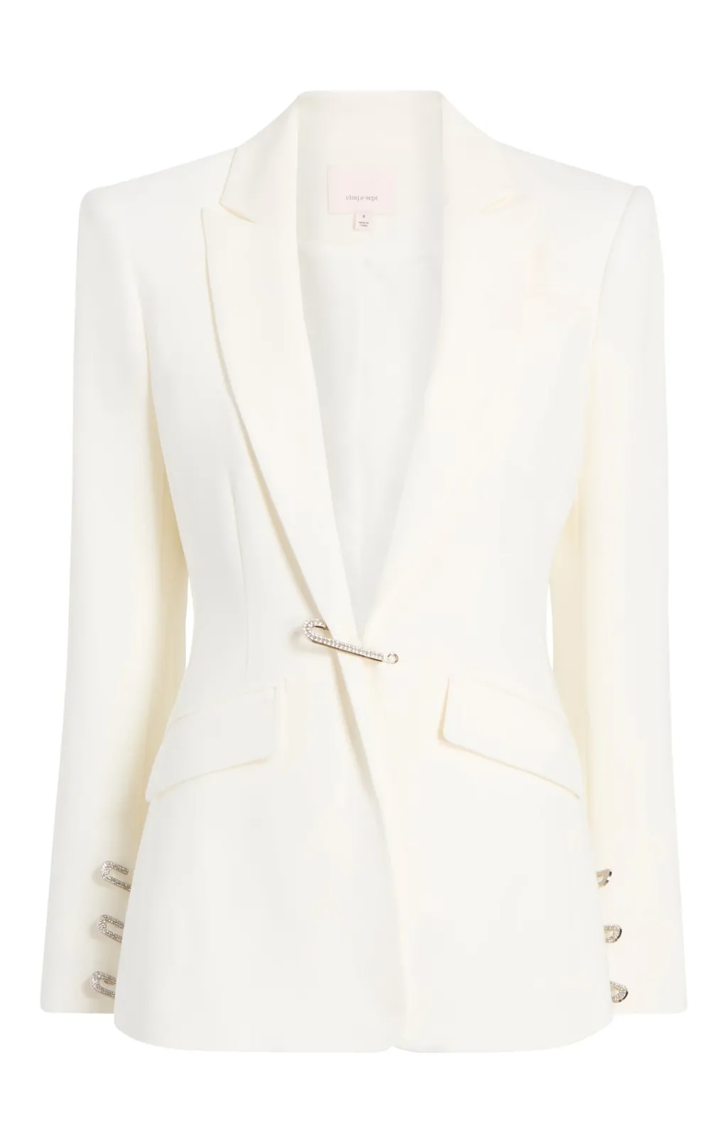 Cinq à Sept Rhinestone Pin Cheyenne Blazer Ivory
