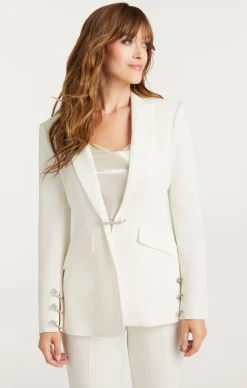 Cinq à Sept Rhinestone Pin Cheyenne Blazer Ivory