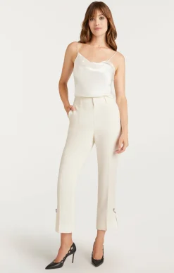 Cinq à Sept Rhinestone Pin Cropped Kerry Pant Ivory Outlet