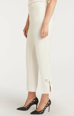 Cinq à Sept Rhinestone Pin Cropped Kerry Pant Ivory Outlet