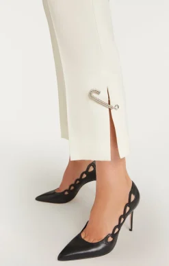Cinq à Sept Rhinestone Pin Cropped Kerry Pant Ivory Outlet