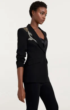 Cinq à Sept Rose Embellished Eva Blazer Black Clearance