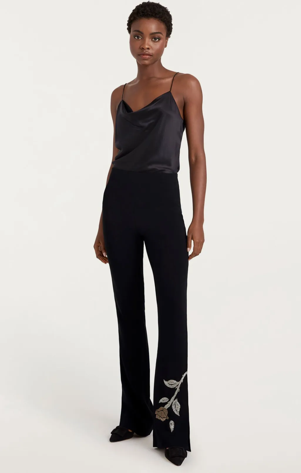 Cinq à Sept Rose Embellished Eva Pant Black Discount