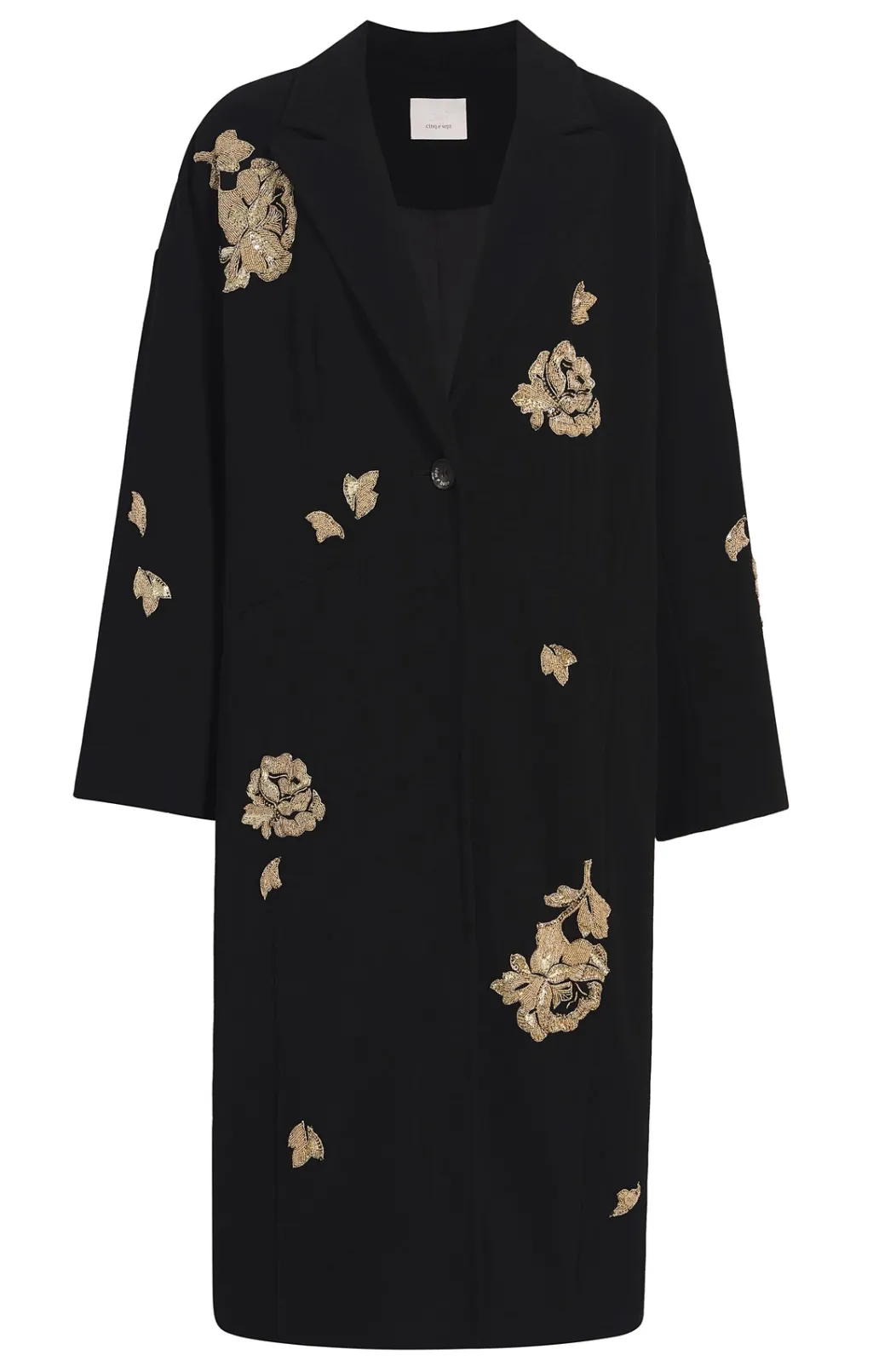 Cinq à Sept Rose Embellished Gravis Coat Black Outlet