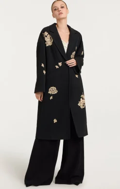 Cinq à Sept Rose Embellished Gravis Coat Black Outlet