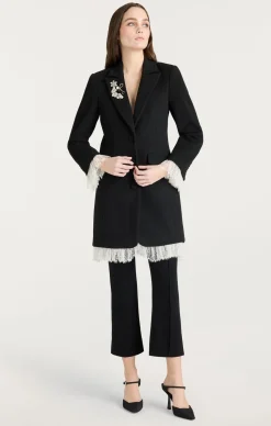 Cinq à Sept Roxie Coat Black/ivory Outlet