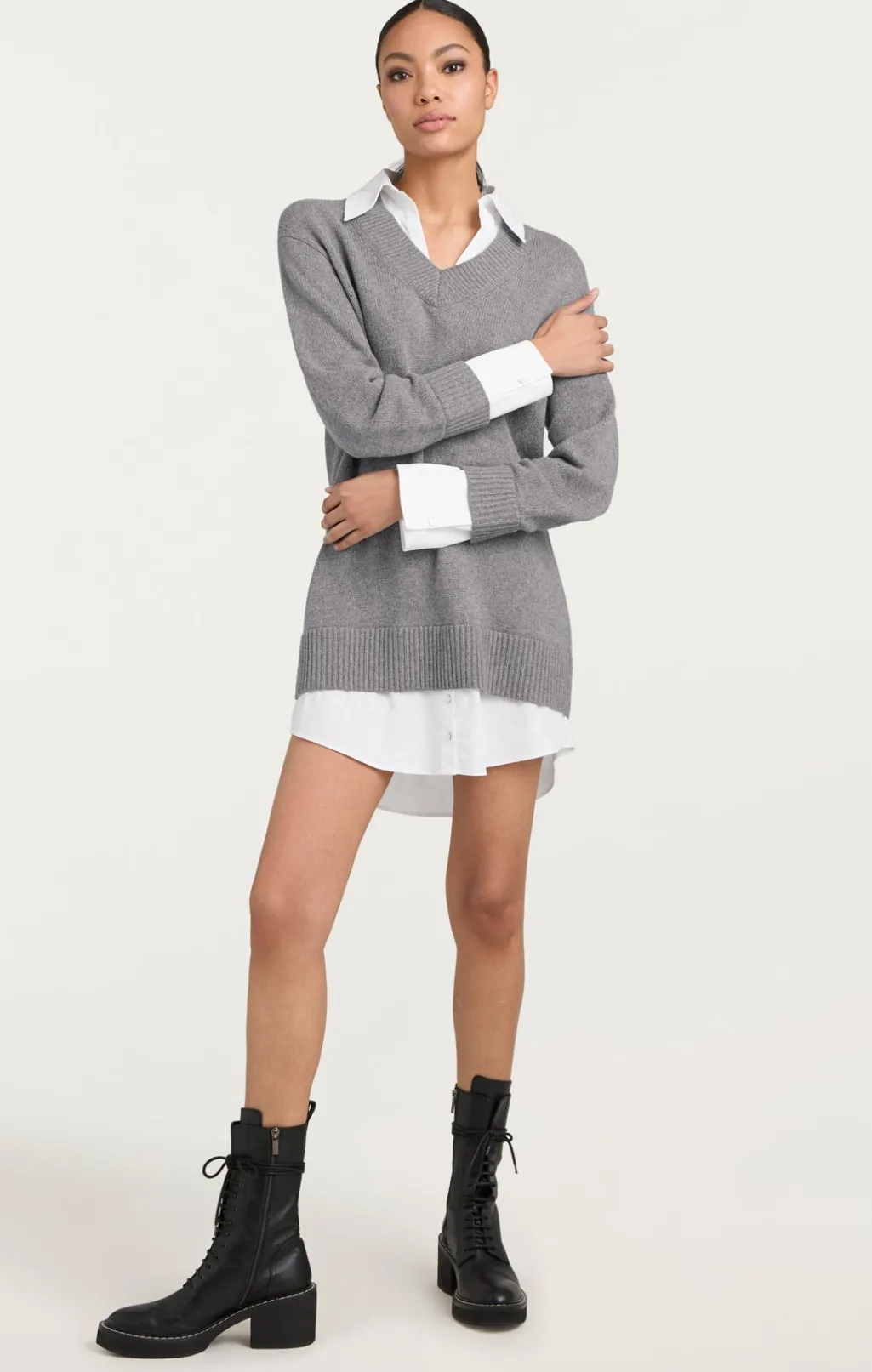 Cinq à Sept Santina Dress HeatherGrey/White